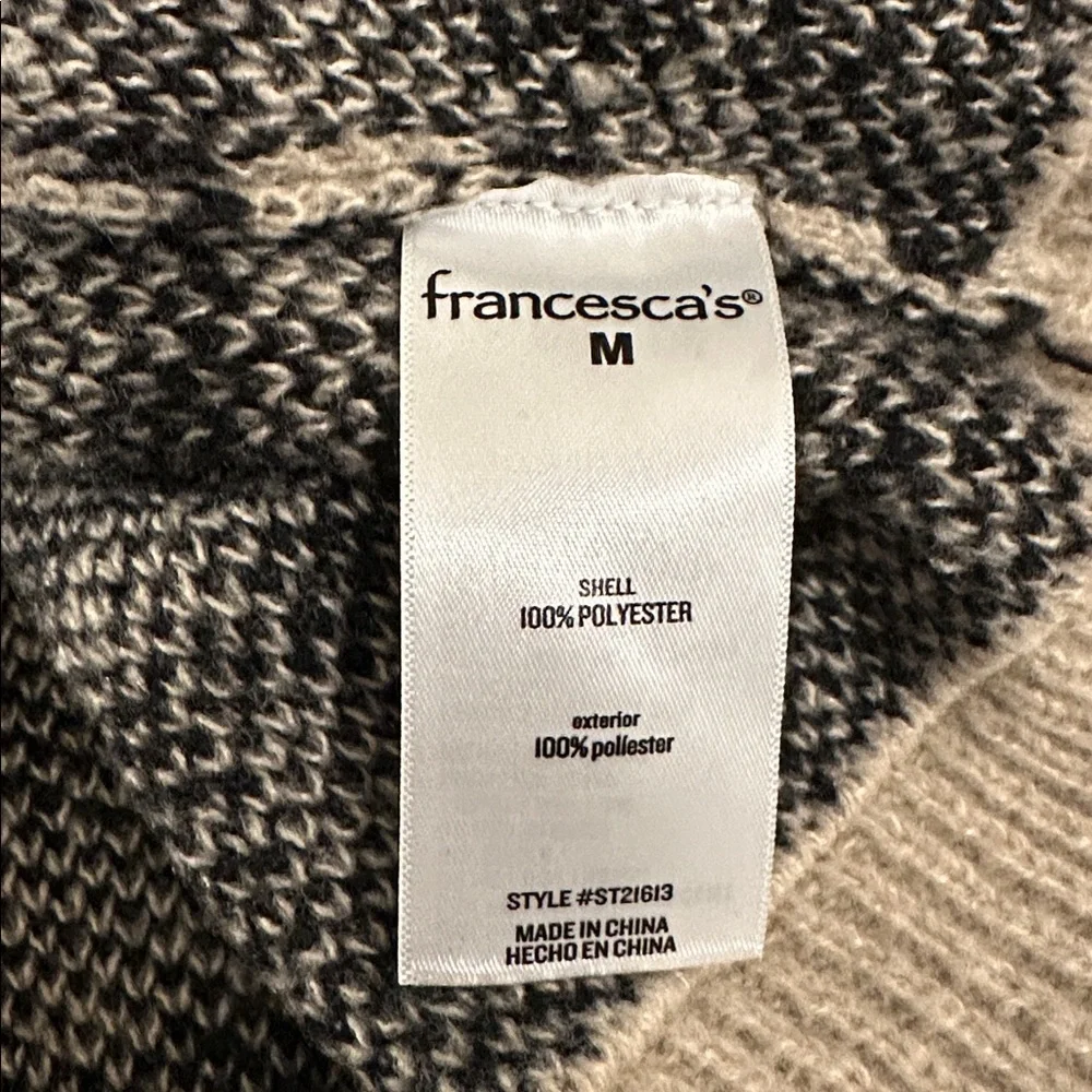 miami for francesca’s Nicky Plaid Sweater Tan and Black Size Medium